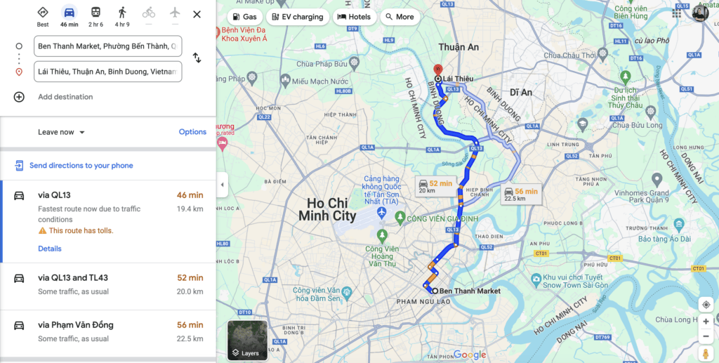 Saigon Lai Thieu map