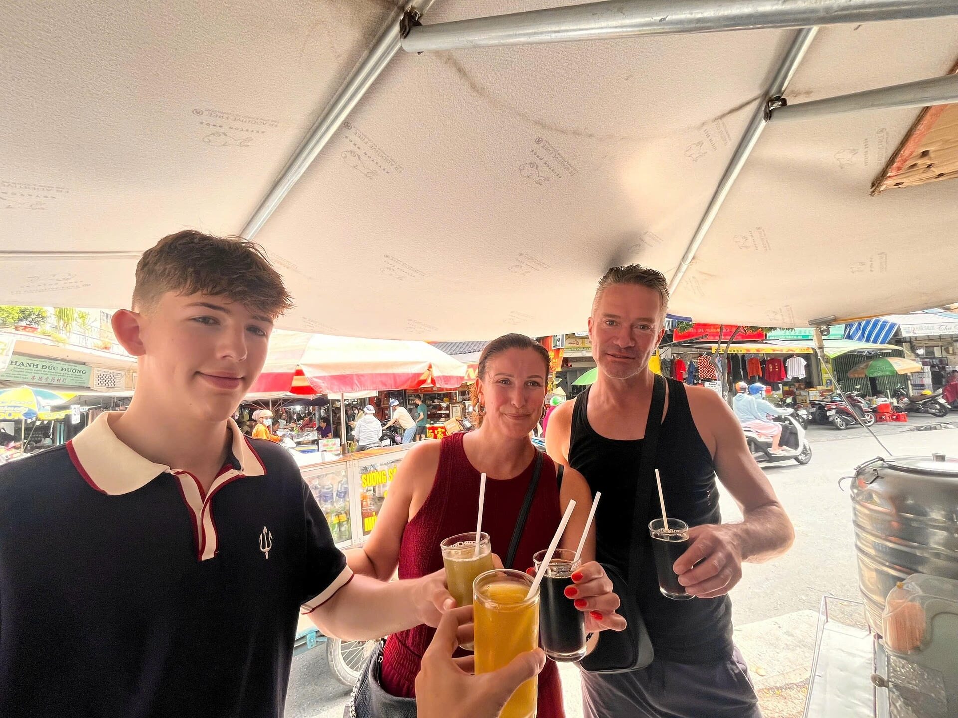 family cycling tour in Saigon ginseng tea stop